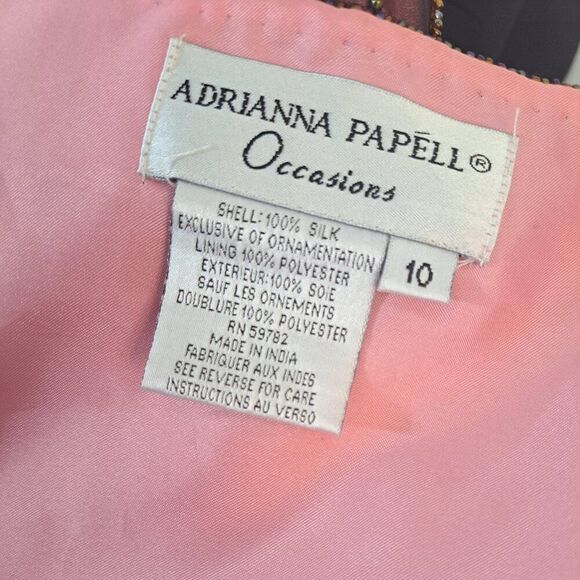 Adrianna Papell 3 Pc Set Silk Embellish Top Skirt Jacket Wedding Party Plum Sz10 - Picture 14 of 15